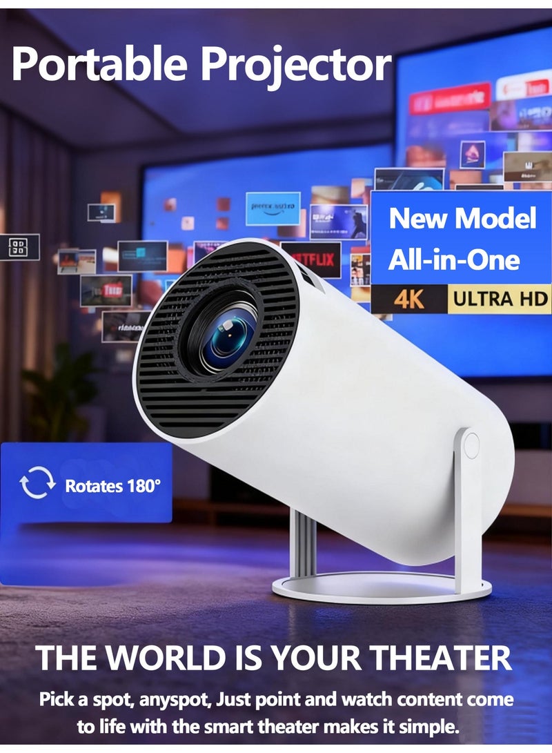HY300 4K Ultra HD Home Theater Projector: Portable with Pan-Tilt & Cinematic Wall Projection - Image 1