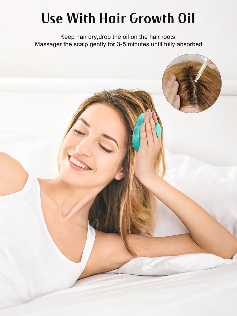 HEETA Hair Scalp Massager Shampoo Brush 2 Pack, Soft Silicone Bristles to Remove Dandruff, Waterproof Hair Scrubber for Both Wet Dry Hair, Suitable for Men & Women (Green & Purple) - Image 5