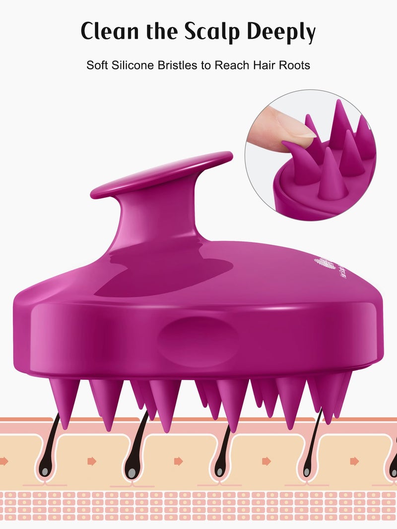 HEETA Hair Scalp Massager Shampoo Brush 2 Pack, Soft Silicone Bristles to Remove Dandruff, Waterproof Hair Scrubber for Both Wet Dry Hair, Suitable for Men & Women (Green & Purple) - Image 3