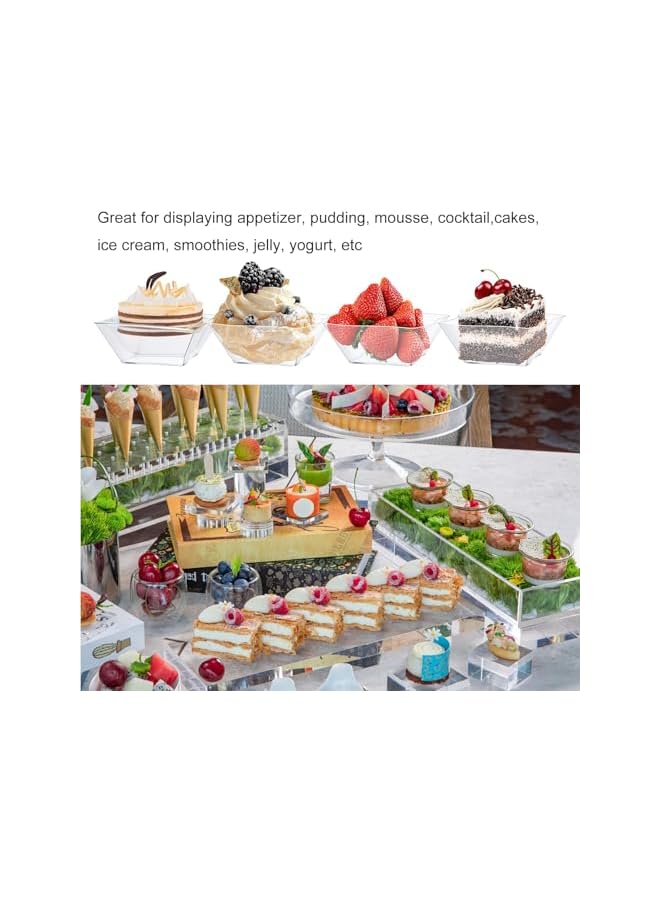 S-TOP 100 Pack 5oz Clear Plastic Dessert Cups with Lids and Spoons, Mini Appetizer Serving Cups 3.5x3.5x1.4 Inch, Disposable Party Cups for Desserts Fruits Snacks Catering Wedding Events - Image 3