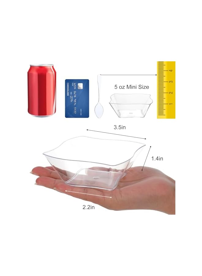 S-TOP 100 Pack 5oz Clear Plastic Dessert Cups with Lids and Spoons, Mini Appetizer Serving Cups 3.5x3.5x1.4 Inch, Disposable Party Cups for Desserts Fruits Snacks Catering Wedding Events - Image 5