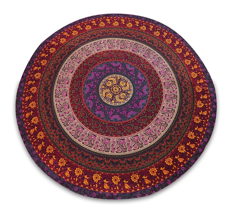 Textile export creations Creations Indian Tapestry Mandala Round Mandala Center Table CoverTraditional Cotton Round Table CoverDining Tablecloth Print 1 - Image 1