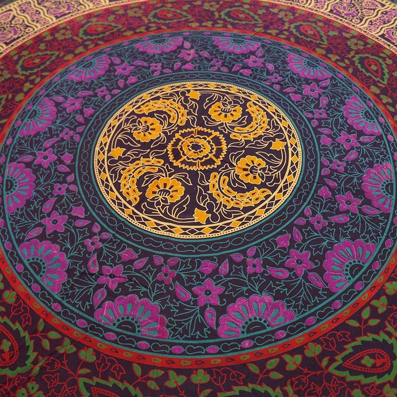 Textile export creations Creations Indian Tapestry Mandala Round Mandala Center Table CoverTraditional Cotton Round Table CoverDining Tablecloth Print 1 - Image 5