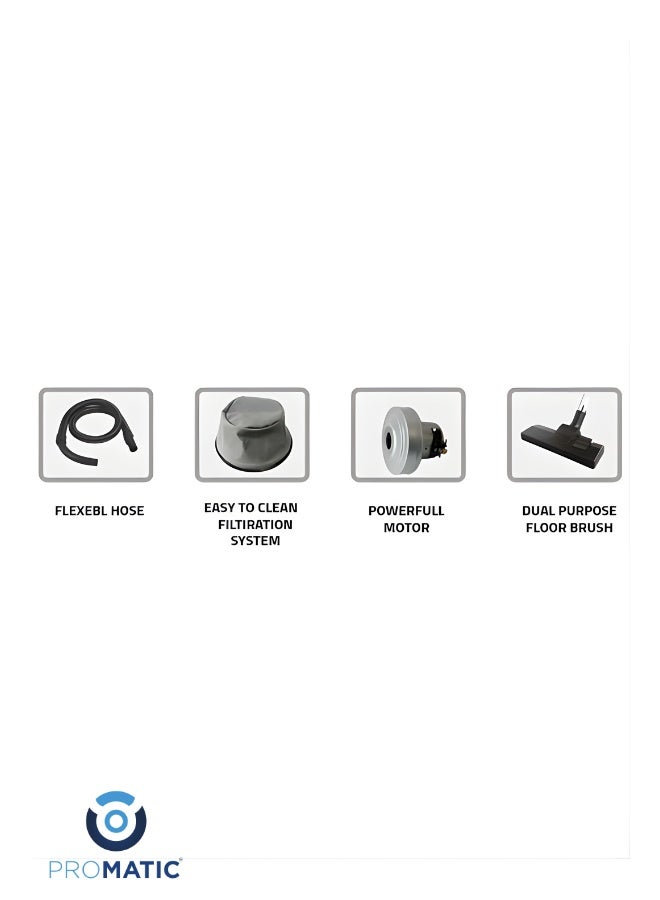 بروماتيك مكنسة بروماتيك برميل 2000 واط سعة 25 لتر موديل NDV-25L — قوة شفط احترافية، استخدام منزلي وتجاري، فلتر عالي الكفاءة، أداء قوي للأتربة الثقيلة - Image 2