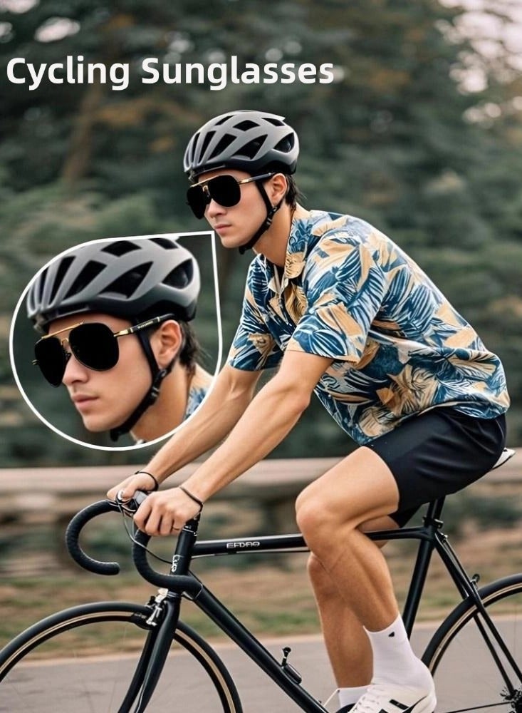 POLICE New Fashion Men's Polarized Sunglasses,Cycling Sunglasses, Protects You from UV Rays Metal High-end Sunglasses Black Frame Black Gold - Image 3