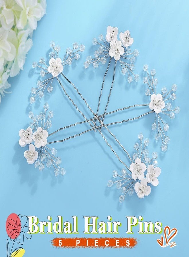 JONKY Baby Breath Hair Pins Silver Flower Bride Wedding Hair Piece Bridal Hair Accessories for Women - Image 2