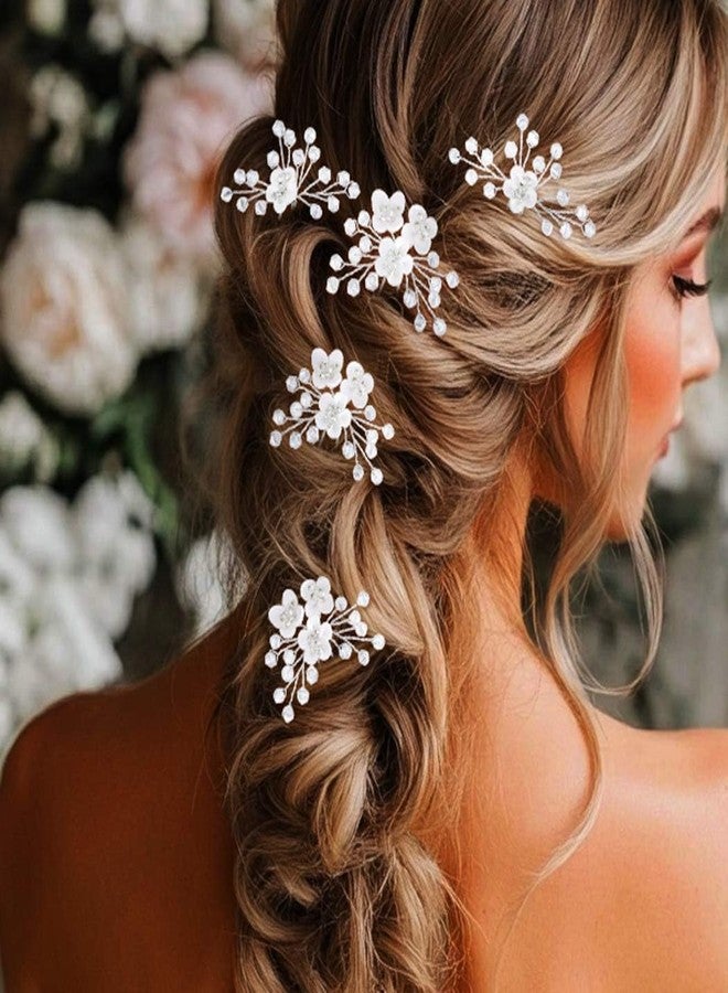 JONKY Baby Breath Hair Pins Silver Flower Bride Wedding Hair Piece Bridal Hair Accessories for Women - Image 1