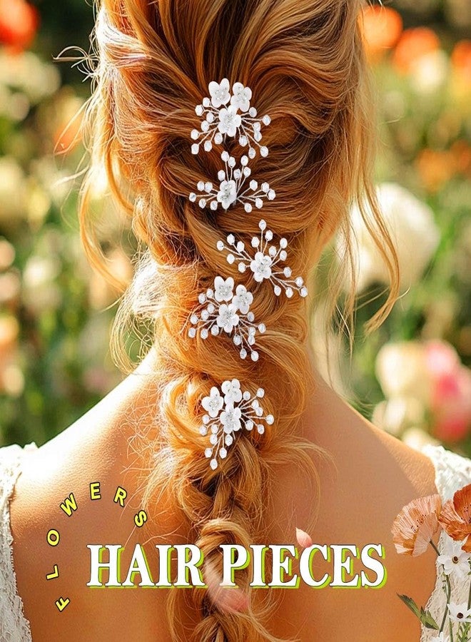 JONKY Baby Breath Hair Pins Silver Flower Bride Wedding Hair Piece Bridal Hair Accessories for Women - Image 3