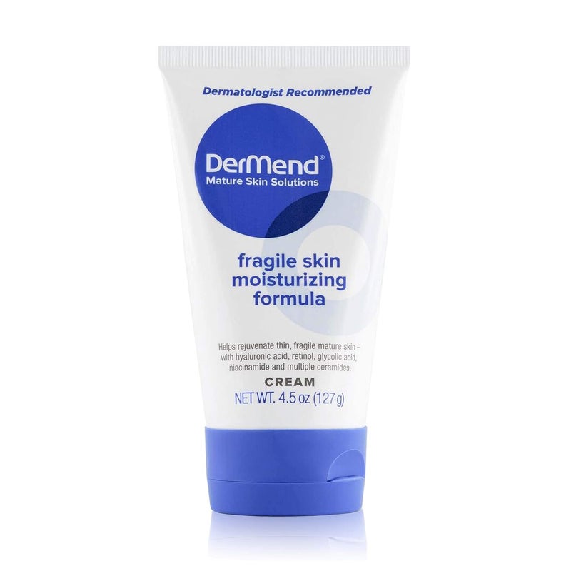 dermend Specialized Fragile Skin Moisturizing Cream: Formula to Restore & Rejuvenate Mature Skin - Daily Moisturizer & Anti Wrinkle Cream for Firming & Strengthening Thin, Aging Skin - 4.5 Oz Tube