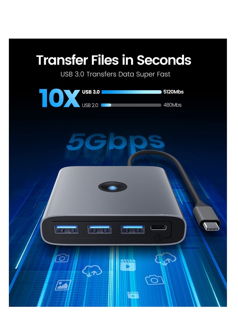 SYOSI USB C Docking Station, 6 in 1 USB C Hub with 4K HDMI, 100W PD Charging, 3 USB-A 3.0, USB-C 3.0, Compact and High-Speed USB C Multiport Adapter for MacBook Air Pro, and Other Type C Devices  - Image 4