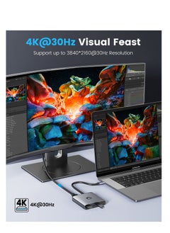 SYOSI USB C Docking Station, 6 in 1 USB C Hub with 4K HDMI, 100W PD Charging, 3 USB-A 3.0, USB-C 3.0, Compact and High-Speed USB C Multiport Adapter for MacBook Air Pro, and Other Type C Devices  - Image 3
