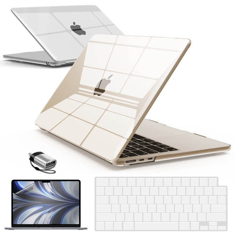 IBENZER Compatible with 2025 2024 2023 2022 MacBook Air 13 inch Case M4 A3240 M3 A3113 M2 A2681, Hardshell Case & KeyboardCover & ScreenFilm & Type-C for Mac Air 13.6, Crystal Clear, AT13-KK-CYCL+2TC - Image 1
