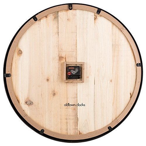 Oldtown Clocks Oldtown Farmhouse Metal & Solid Wood Noiseless Wall Clock (Wood, 24-inch) - Image 4