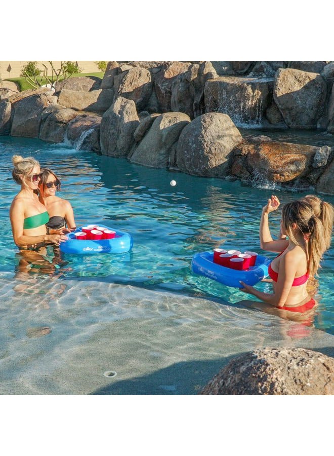 GoPong Pool Pong Rack Floating Beer Pong Set, Includes 2 Rafts and 3 Pong Balls, Blue - Image 3