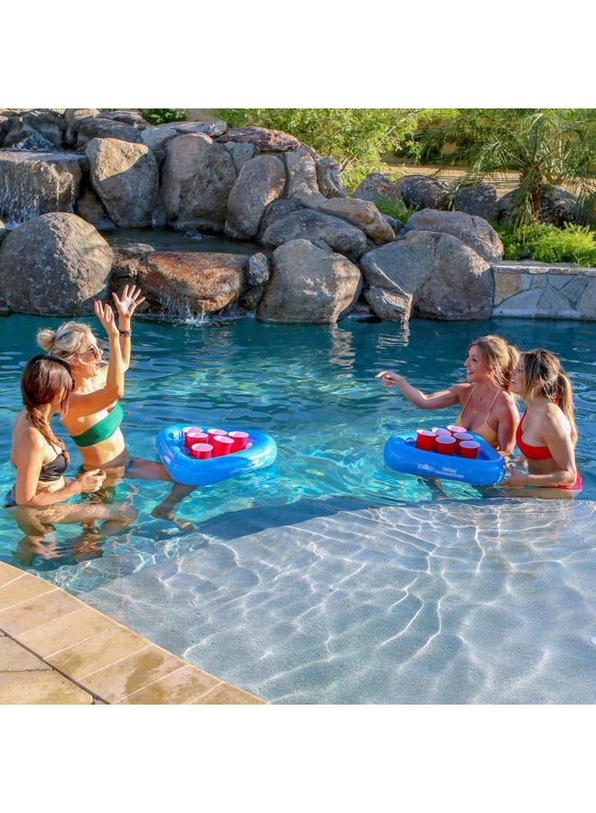 GoPong Pool Pong Rack Floating Beer Pong Set, Includes 2 Rafts and 3 Pong Balls, Blue - Image 4