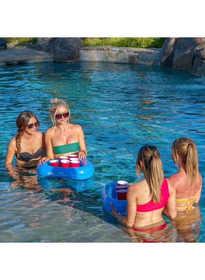 GoPong Pool Pong Rack Floating Beer Pong Set, Includes 2 Rafts and 3 Pong Balls, Blue - Image 2