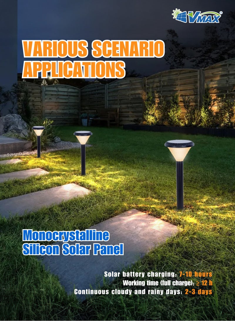Vmax Solar Garden Post Light-80Cm-Black, Remote-Controlled LED Outdoor Solar Lamp, 3000K(Warm)/4000K(Neutral)/6500K(Cool) White Light, 3 Color Changing, 7500 MAh Battery, For Garden Yard Lawn Patio Pathway - Image 5