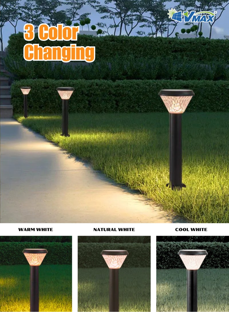 Vmax Solar Garden Post Light-80Cm-Black, Remote-Controlled LED Outdoor Solar Lamp, 3000K(Warm)/4000K(Neutral)/6500K(Cool) White Light, 3 Color Changing, 7500 MAh Battery, For Garden Yard Lawn Patio Pathway - Image 4