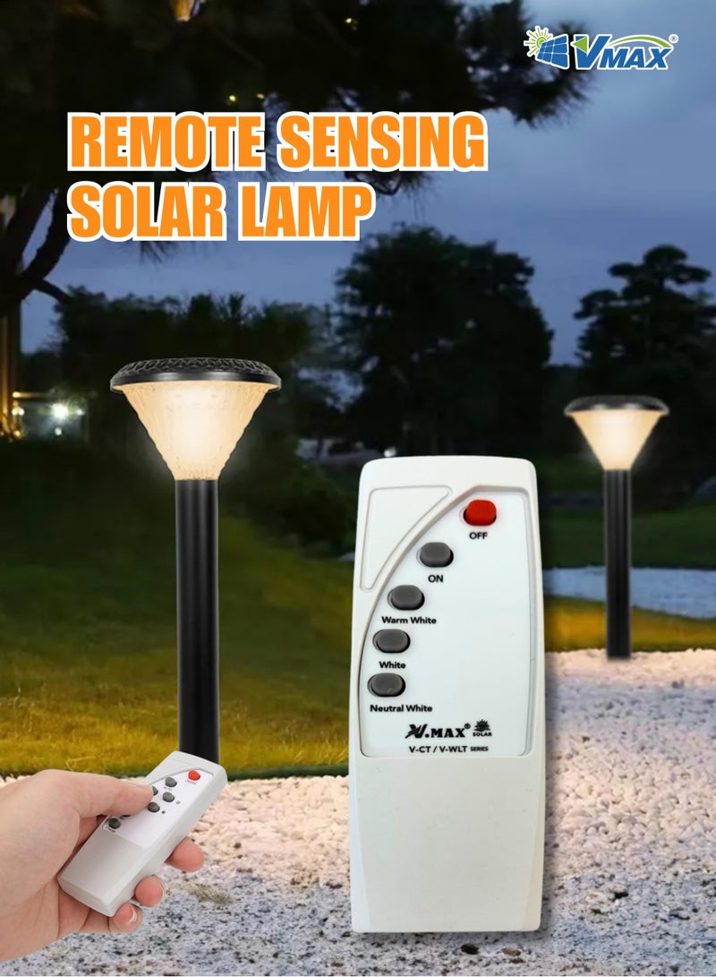 Vmax Solar Garden Post Light-80Cm-Black, Remote-Controlled LED Outdoor Solar Lamp, 3000K(Warm)/4000K(Neutral)/6500K(Cool) White Light, 3 Color Changing, 7500 MAh Battery, For Garden Yard Lawn Patio Pathway - Image 3