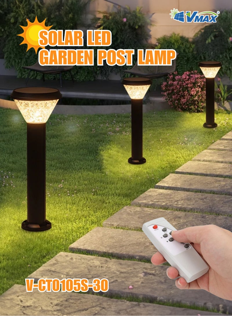 Vmax Solar Garden Post Light-80Cm-Black, Remote-Controlled LED Outdoor Solar Lamp, 3000K(Warm)/4000K(Neutral)/6500K(Cool) White Light, 3 Color Changing, 7500 MAh Battery, For Garden Yard Lawn Patio Pathway - Image 2
