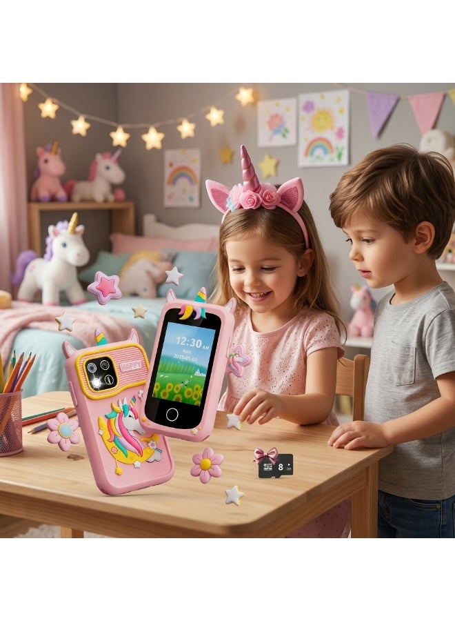 ASIV Kids Smart Phone Toys for Girls and Boys Ages 3-10 Toddler Play Toys with Dual Camera Educational Learning Games Puzzles MP3 Music Player Birthday Gifts for Kids Girls and Boys / Birthday Unicorns Gift Toys for Children 3 4 5 6 7 8 Year Old ( 8GB SD Card) - Image 3