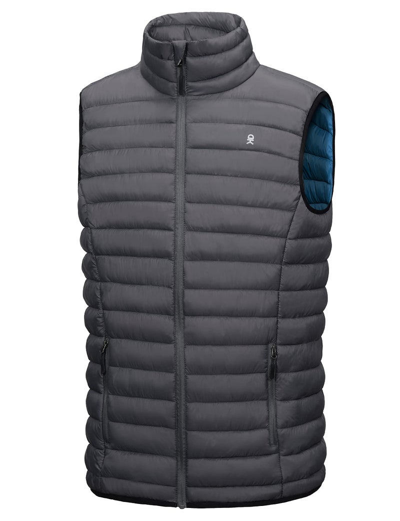 Little Donkey Andy Men's Lightweight Puffer Vest Warm Thermal Sleeveless Jacket for Golf Casual Travel Steel Gray S - Image 1