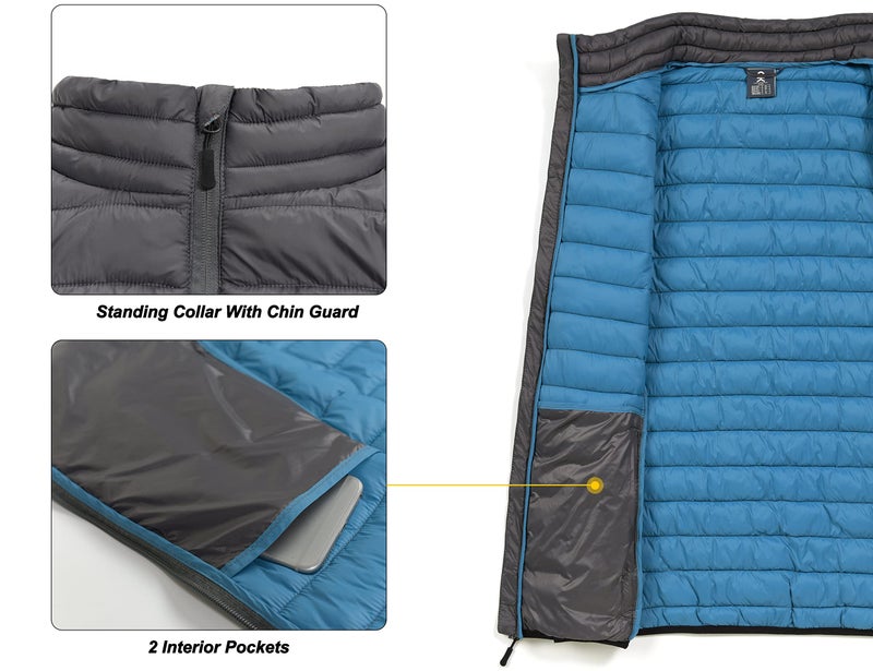 Little Donkey Andy Men's Lightweight Puffer Vest Warm Thermal Sleeveless Jacket for Golf Casual Travel Steel Gray S - Image 5