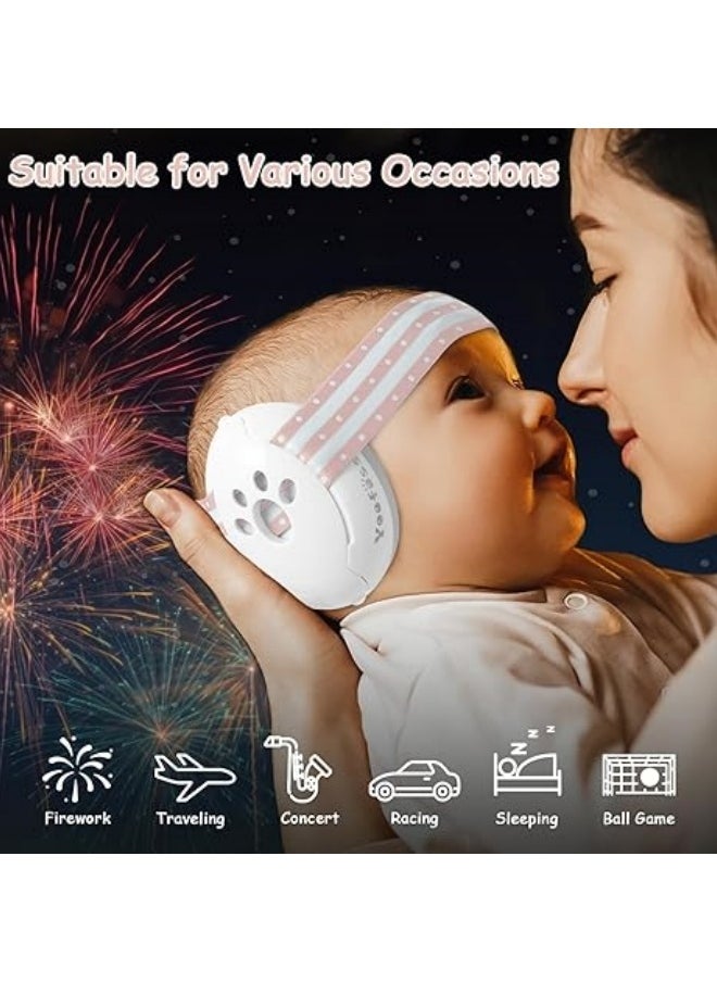 oldlaiben Baby Ear Protection,Baby Ear Muffs Noise Protection For Infant And Babies Up To 48 Months,Noise Reduction Earmuffs,Adjustable Ear Muffs For Ear Protection,Hearing Damage & Improves Sleep,Travel(Pink)  - Image 5