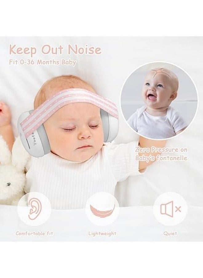 oldlaiben Baby Ear Protection,Baby Ear Muffs Noise Protection For Infant And Babies Up To 48 Months,Noise Reduction Earmuffs,Adjustable Ear Muffs For Ear Protection,Hearing Damage & Improves Sleep,Travel(Pink)  - Image 3