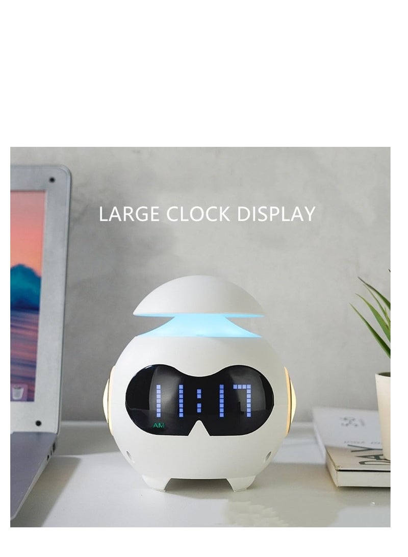 Excefore Alarm Clock for Kids, USB Powered Wake Up Alarm Clock with Emoji, Dual Alarm Setting, Bluetooth Alarm Clock with Adjustable Night Light for Bedroom, Reading, Office, White  - Image 3
