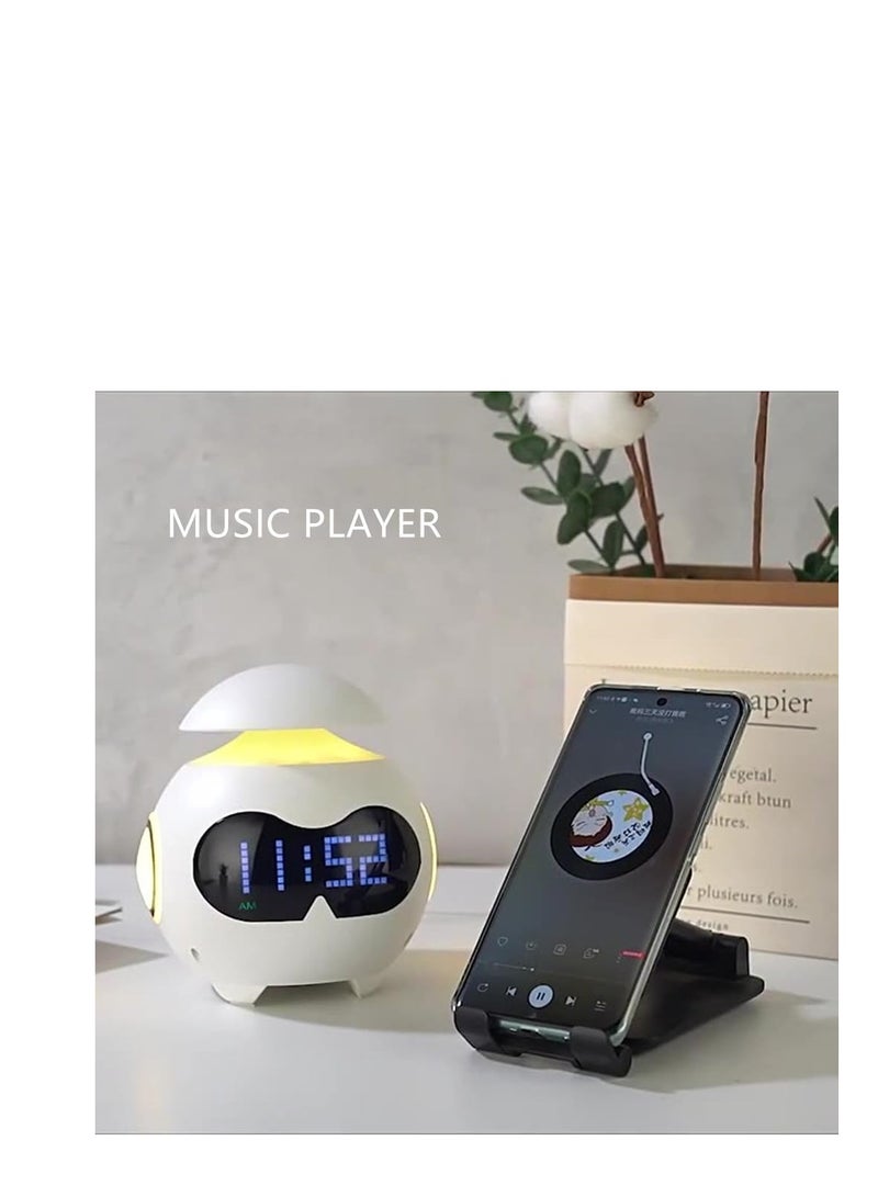 Excefore Alarm Clock for Kids, USB Powered Wake Up Alarm Clock with Emoji, Dual Alarm Setting, Bluetooth Alarm Clock with Adjustable Night Light for Bedroom, Reading, Office, White  - Image 2