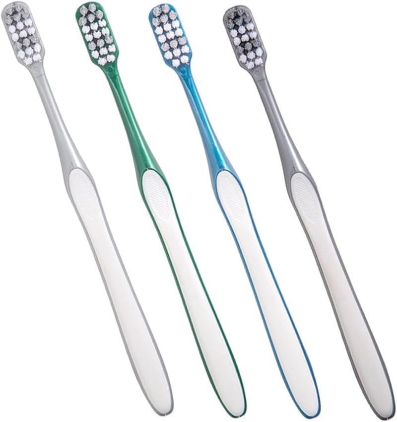 فرشاة أسنان يدوية ذات شعيرات صلبة 4 قطع للبالغين تنظيف عميق حماية اللثة للسفر - Image 2