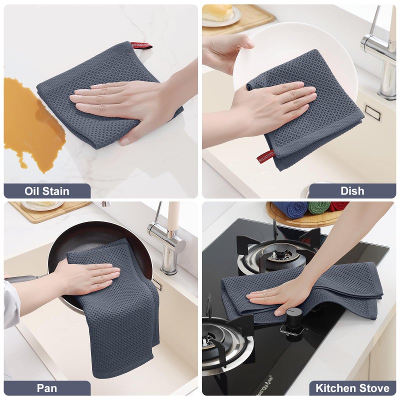 Homaxy 100% Cotton Kitchen Towels and Dishcloths Set, 12 x 12 Inches and 13 x 28 Inches, Set of 8 Bulk Kitchen Towels Set, Ultra Soft Absorbent Dish Cloths for Washing Dishes, Mixed Color - Image 5