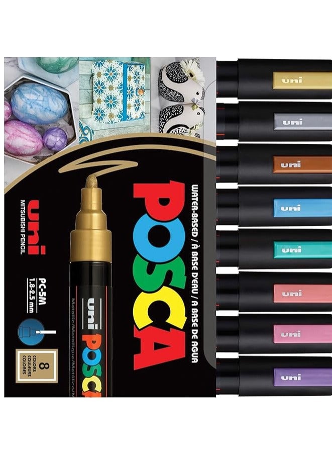 بوسكا UNI POSCA PAINT PC-5M BULLET PAC 8 ألوان متنوعة MI-PC5M-08C