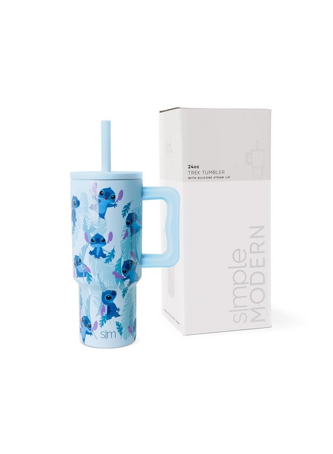 Simple Modern Disney Kids 24 oz Tumbler with Handle and Silicone Straw Lid | Spill Proof and Leak Resistant | Stainless Steel Bottle | Gift for Kids Boys Girls | Trek Collection | Tropical Stitch - Image 1