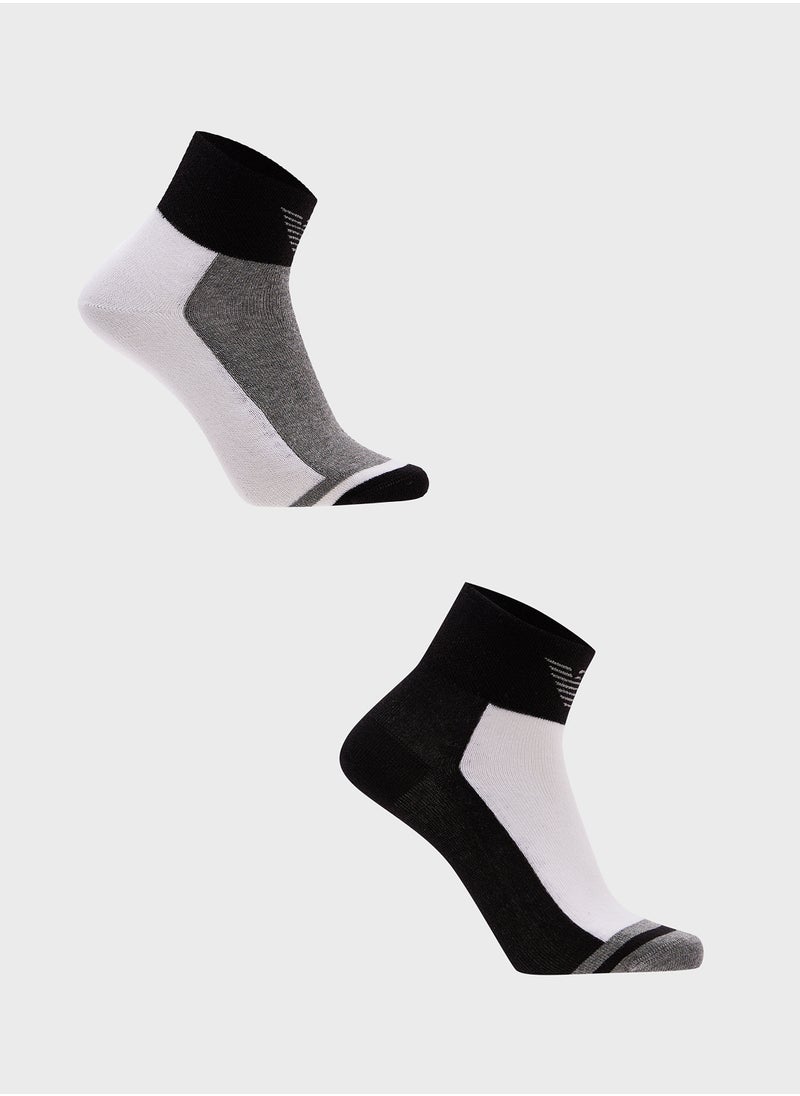 EMPORIO ARMANI - 2 Pack Colorblock Ankle Socks - Image 1