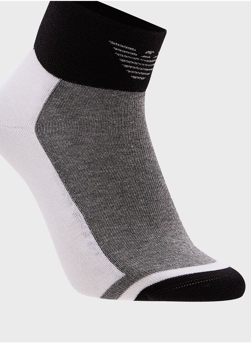 EMPORIO ARMANI - 2 Pack Colorblock Ankle Socks - Image 1