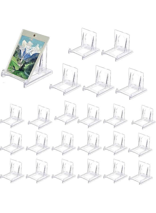 The Bros 24Pcs Clear Acrylic Display Stands, Adjustable Plastic Easel Holders for Phones, Books, Photos, Place Cards, and More, Multifunctional Tabletop Stands (6.5x5x5.5cm) 