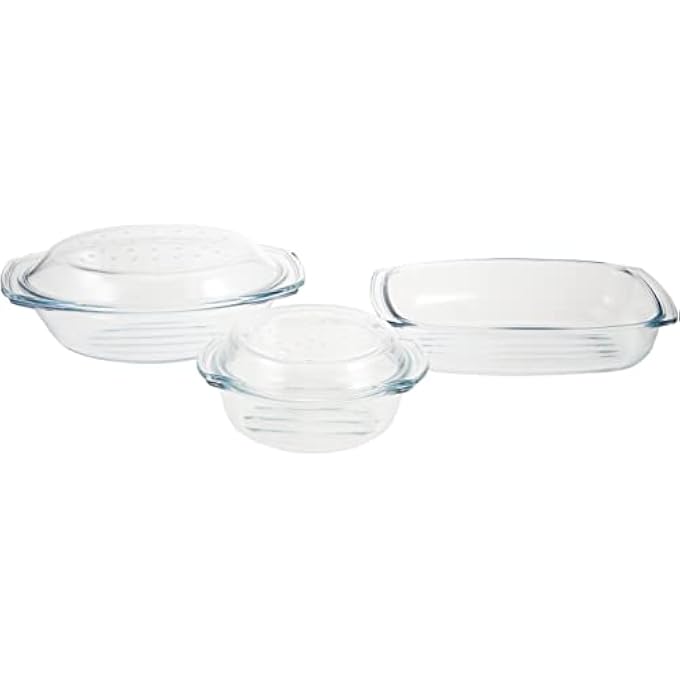 Unity Glass Ovenware Set 5Pcs Casserole 17 L  29 Roaster 25  GDBorosilicate HeatResistant GlassSuitable For Gas Cooker Electrical And Oven - Image 1