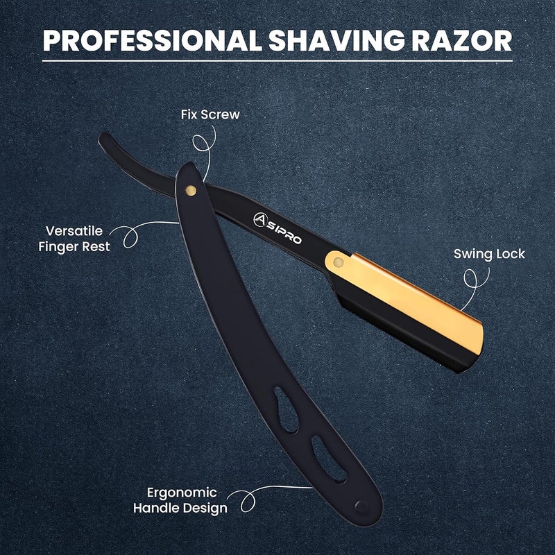 ASIPRO Straight Razors for Men with 20 Straight Edge Razor Blade & Case, Mens Straight Razor for Shaving Navajas Para Barbero Barber Razors for Men, Beard Razor - Image 4