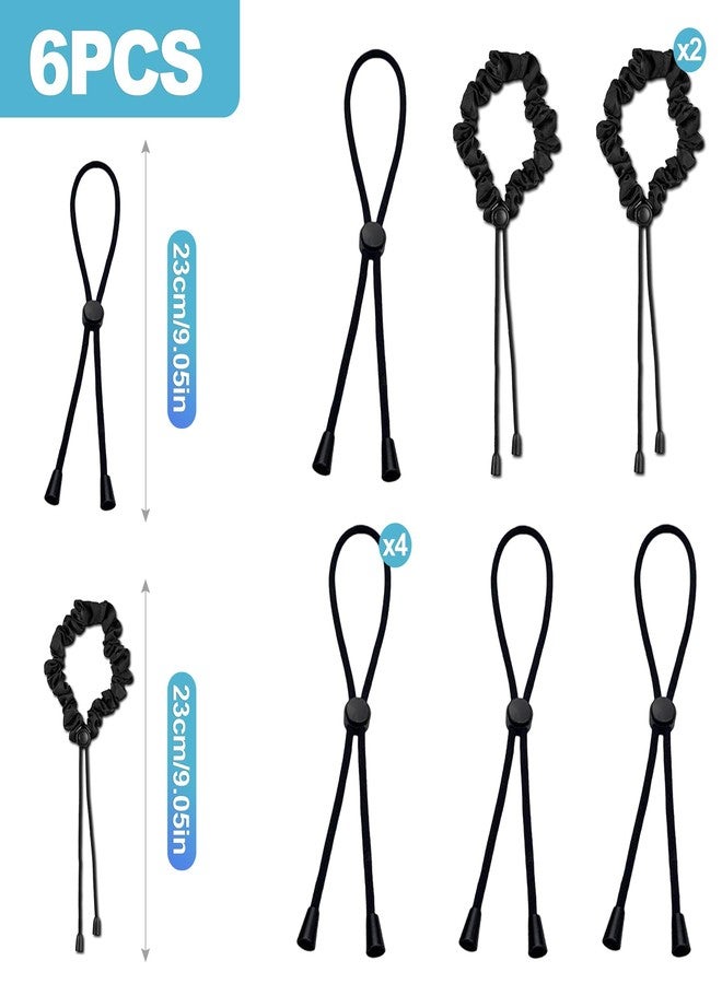 CoguZed 6 Pcs Adjustable Hair Ties for Thick Hair, Afro Puff Drawstring Scrunchies and Bungee Ponytail Holders for Women, Natural Curly Hair Accessories, Black - Image 2