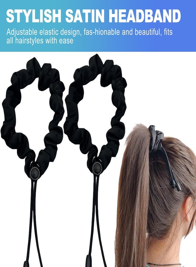 CoguZed 6 Pcs Adjustable Hair Ties for Thick Hair, Afro Puff Drawstring Scrunchies and Bungee Ponytail Holders for Women, Natural Curly Hair Accessories, Black - Image 4