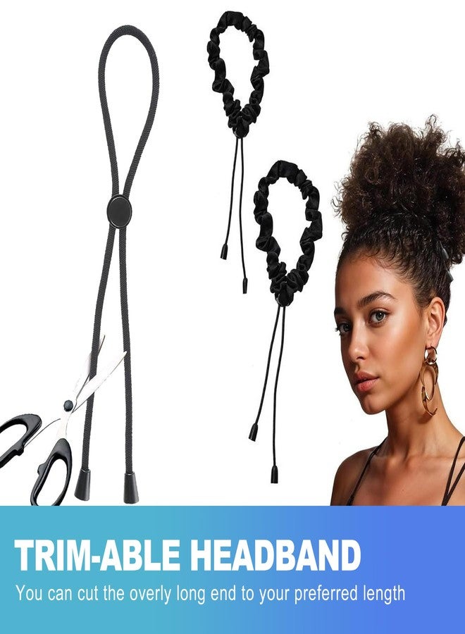 CoguZed 6 Pcs Adjustable Hair Ties for Thick Hair, Afro Puff Drawstring Scrunchies and Bungee Ponytail Holders for Women, Natural Curly Hair Accessories, Black - Image 5