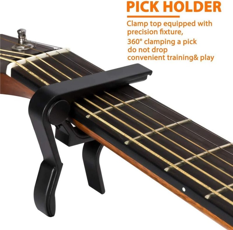Mocking Bird Capo for Acoustic Guitar One Handed Trigger Guitar Capo Acoustic 6 String with 5 Picks Quick Change Alloy Metal Capo for Ukulele Electric Guitar Banjo Mandolin Bass - Image 4