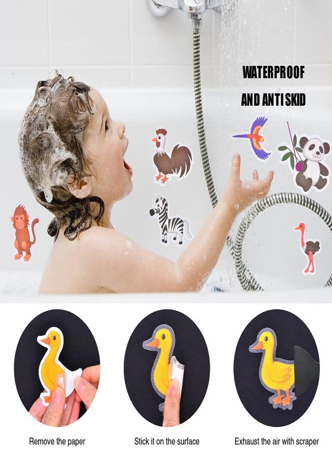 Secopad Non Slip Bathtub Stickers, 32 PCS Adhesive Kids Animals Anti Slip Decal Treads for Shower and Bath Tub with Premium Scraper - Image 5