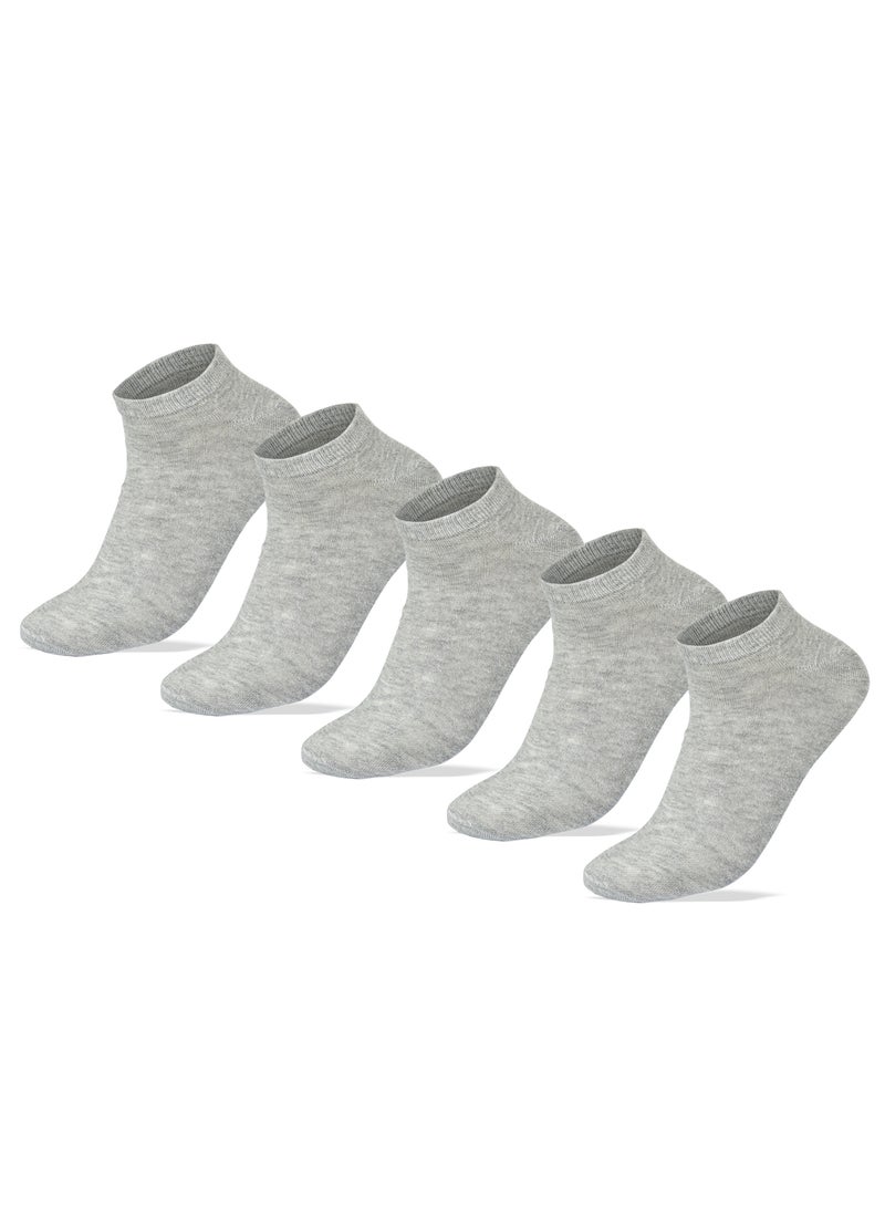 SAM SOCKS Men Set Of 5 Ankle Plain Socks Grey - Image 1