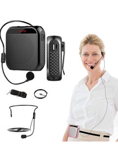 Rewell Voice Amplifier with Wired Microphone Headset Portable Rechargeable PA System Speaker Personal Microphone Speech Amplifier Loudspeaker for Teachers Tour Guides/Coaches Metting/Yoga/Fitness (Black)  - Image 1
