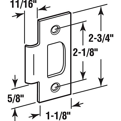 Prime-Line E 2299 Stainless Steel Standard T-strike Door Strike Plate, 2-1/8 In. Hole Spacing, Chrome Plated (Single Pack) - Image 2