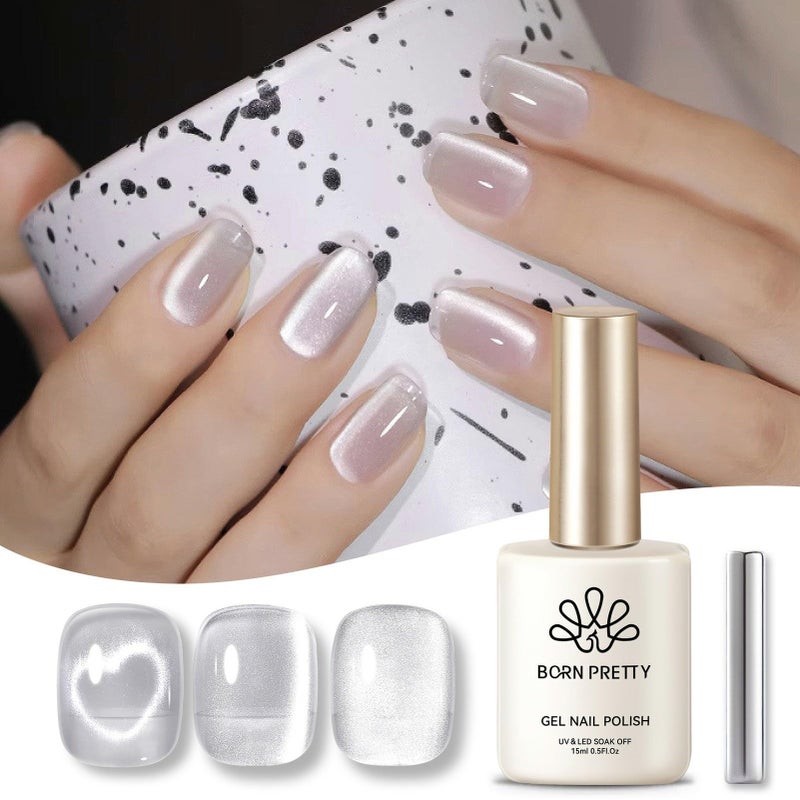 Born Pretty Magnetic Gel Nail Polish Moonlight White Cat Magnetic Eye Gel Polish White Auroras Nail Polish Nail Art Vanish 15ML - Image 1