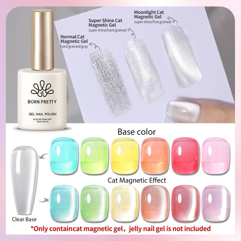 Born Pretty Magnetic Gel Nail Polish Moonlight White Cat Magnetic Eye Gel Polish White Auroras Nail Polish Nail Art Vanish 15ML - Image 3